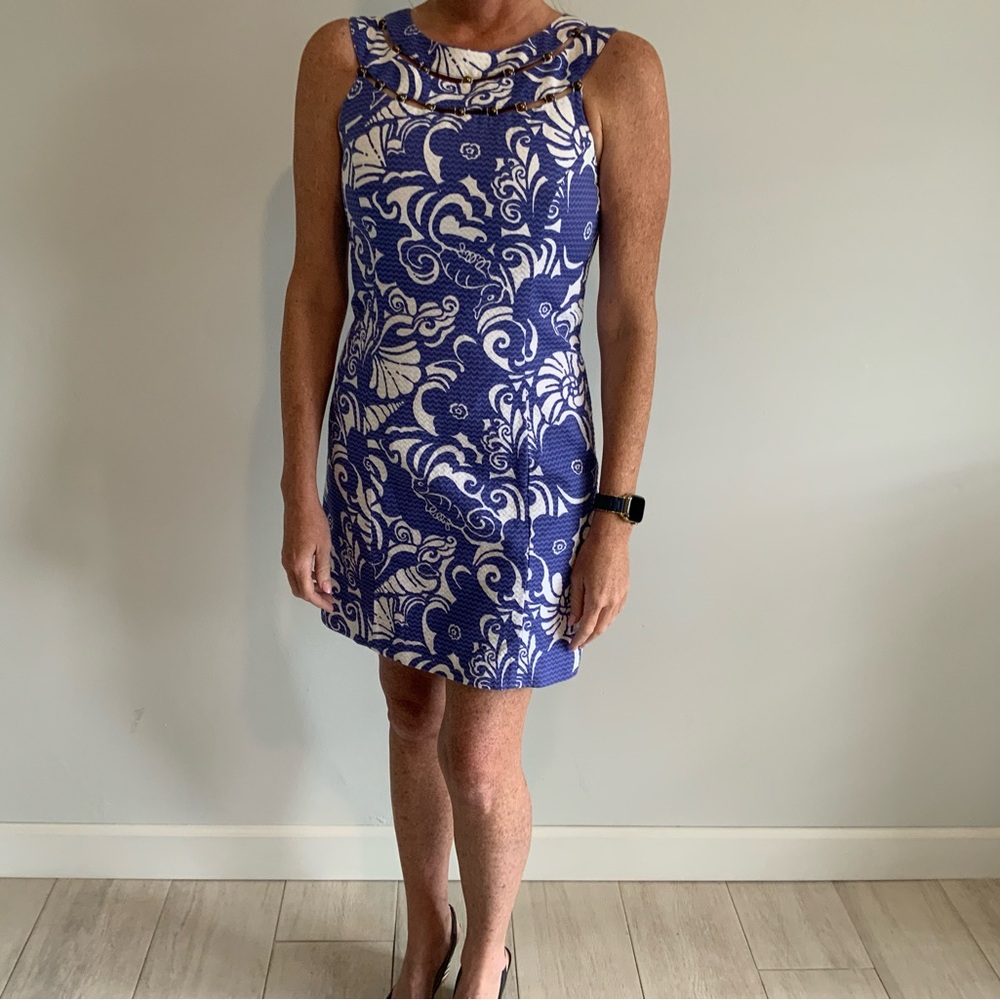 Lilly Pulitzer Blue and White Swirl Mini Dress